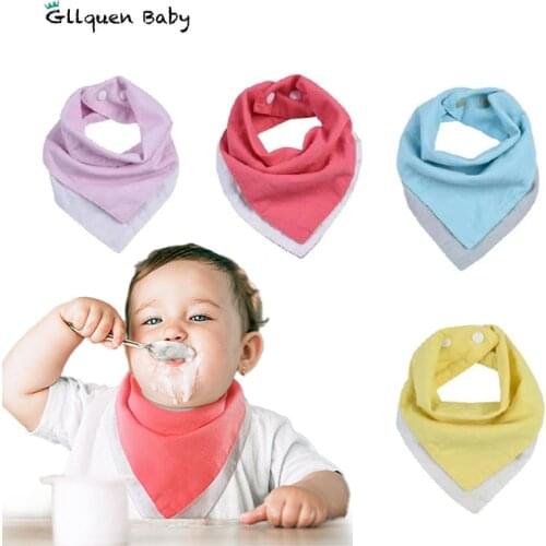 Baby Cotton Bib Newborn Double Sided Solid Color Feeding tools Unsiex Baby Bibs Soft Triangle Scarf Boy Girl Shower Gift