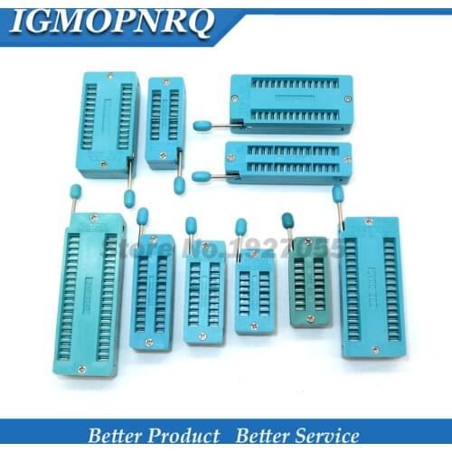 1pcs 14 16 18 20 24 28 32 40 P Pin 2.54 MM Green DIP Universal ZIF IC Socket Test Solder Type IC lock zif socket
