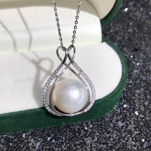 Anniversary DIY Mount 925 Sterling Silver Pendant Base Settings Mountings Findings Parts for Pearl Crystal Jade Agate 5pcs/lot