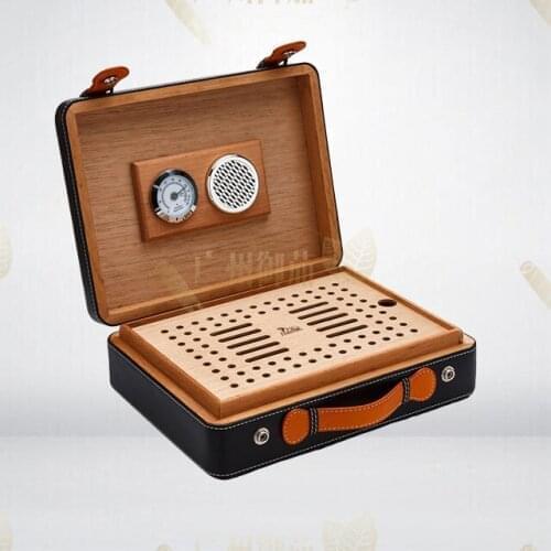 Large Capacity Layering Grid Leather Cigar Case High capacity Cedar Wood Humidor Box Outdoor trave accessories Gadget Mans gift