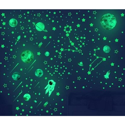 Creative Luminous Stars Moon Planet Decorative Kid Wall Stickers Luminous Childrens Home Decor Fluorescent Night Wall Stickers