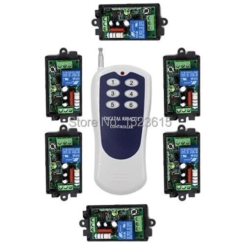 Hot Sale smart home wireless remote switch 220v,Power Switch System 6 Receiver& 1 Transmitter 6CH 10A Light Lamp LED SMD ON OFF