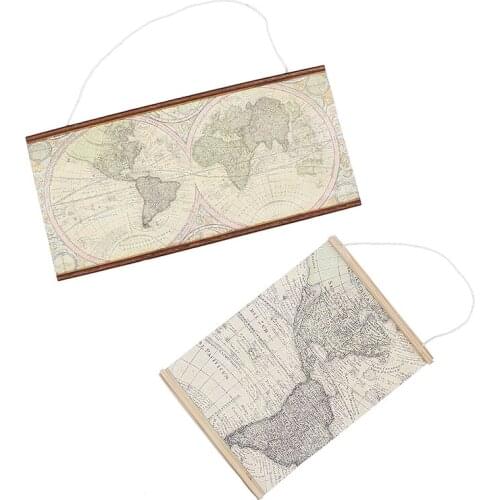 Dollhouse Miniature Accessories Mini World Map 1/12 Simulation Furniture Model Toys for Doll House Decoration