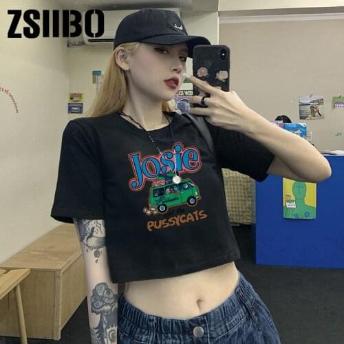 Fashion Casual T Shirt Women Clothing T-shirts Harajuku Gothic Female bus printing Short Tshirt Sleeve black Tops Tees clothes