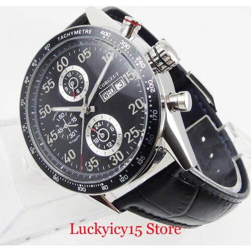 2019 New Arrival 44mm Black Automatic Mens Watch Weekday And Date Function Mens Wristwatch