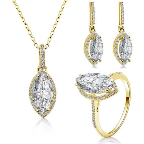 QYI 14K Solid Yellow Gold Halo Ring 3 ct Marquise Cut Zirconia Ring Set Gold jewelry Engagement Wedding Lovers Jewelry Gift