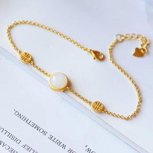 Snew New Bracelet Natural Hetian White Chalcedony Cold Wind Simple Charm Temperament Womens Advanced Jewelry