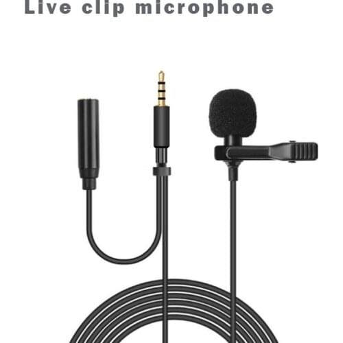 Mini Portable Clip-on Microphone Condenser Lavalier Tie Clip Microphone For Audio Studio Wired Mic For PC Laptop