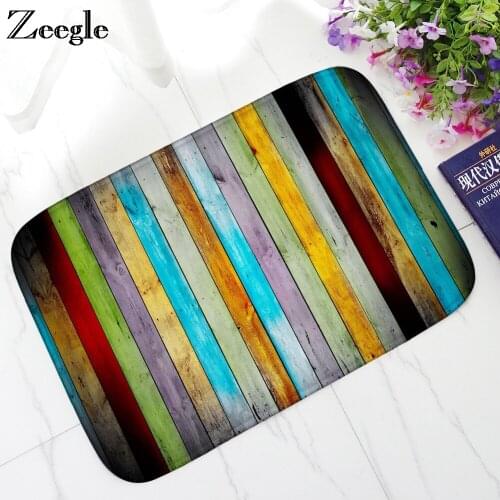 Zeegle Wood Printed Doormat For Entrance Door Anti-slip Bathroom Floor Mats Bedroom Carpets Bedside Rugs Absorbent kitchen Mats