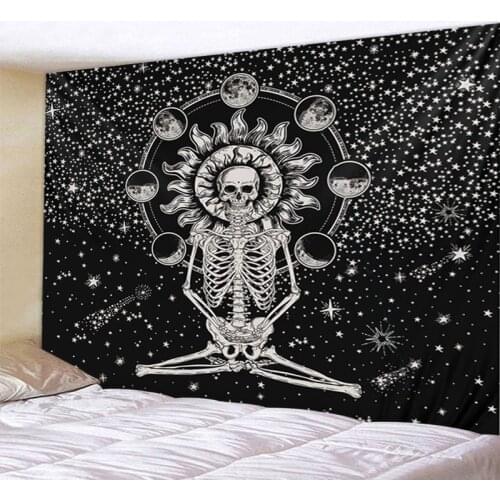 Psychedelic starry skull Tapestry Flower Wall Hanging Room Sky Carpet Dorm Tapestries Art Home Decoration Accessories
