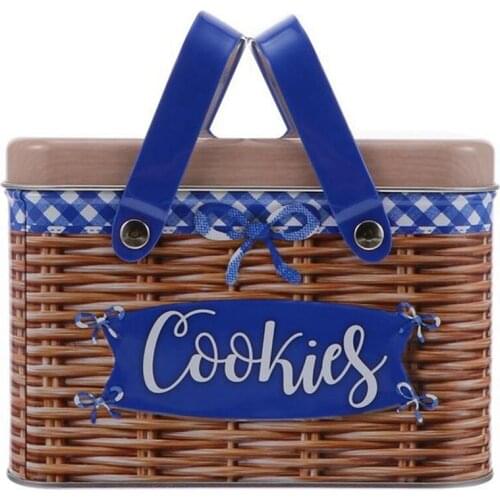 Straw Print Pattern Hand-Held Metal Storage Box Portable Biscuit Chocolate Candy Tin Box For Wedding Birthday Gift Box