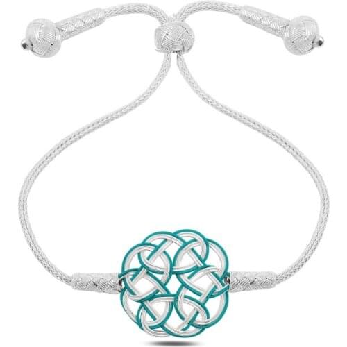 Silver 925 Sterling Turquoise Kazaziye Hand Knitting Elevator Bracelet