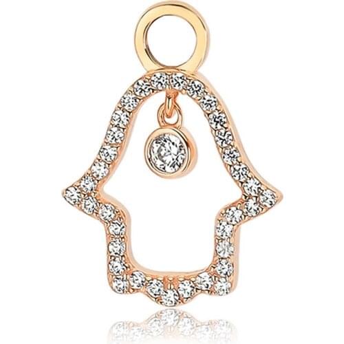 Valori Jewels Clink Hamsa, Zirconia White Gemstone, Rose Gold Plated, Sterling Silver Earring Charm