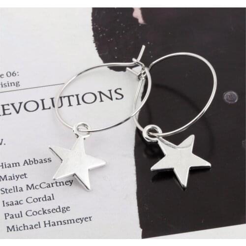 1Pair Mix Pentagram Earrings Big Circle Pentacle Star Earrings For Women Girl Personality Gift Jewelry E2406/E2408