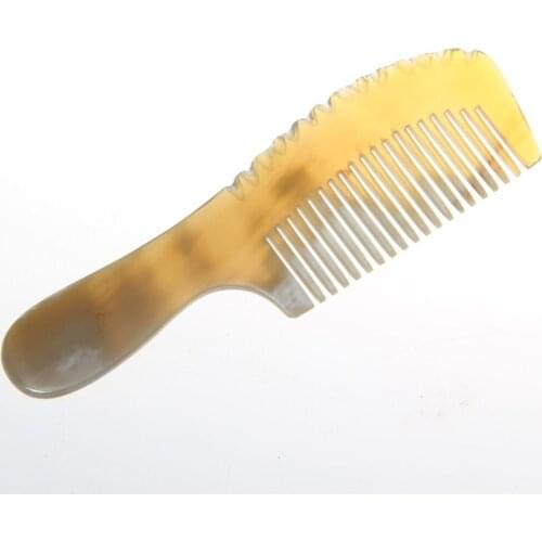Long handle 15cm Natural Buffalo horn Comb Wide Tooth No-static head Massage Hair Brush Health care Hair Styling peine