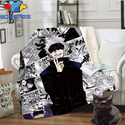 SONSPEE Fun Office Home Interior Sofa Supplies Jujutsu Kaisen Anime Printed Blanket Cloak Men Women Blanket Cape Coat Ponchos