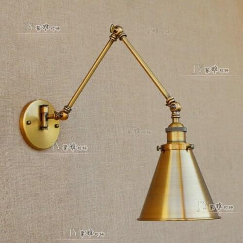Modern Vintage Loft Adjustable Industrial Metal Wall Light retro swing arm brass wall lamp country style Sconce Lamp Fixtures