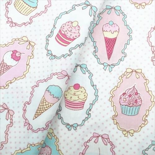 Ice Cream Printed 100% Cotton Fabric DIY Sewing Craft Patchwork the cloth Tissue for Tilda Doll Baby Cloth Bedding Textiles