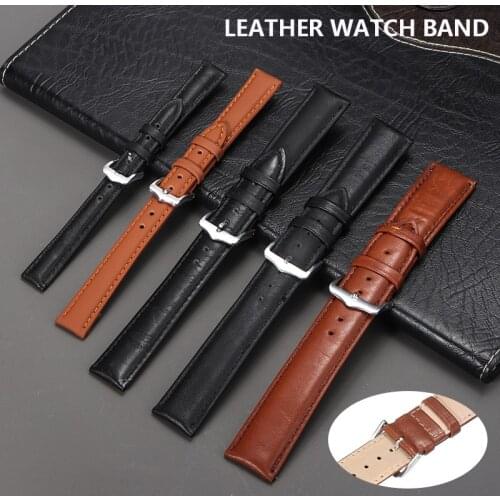 12mm/14mm/16mm/18mm/20mm/22mm/24mm Leather Watchband Strap For Watch Unisex Black Brown Sport Belt Watch Bracelet