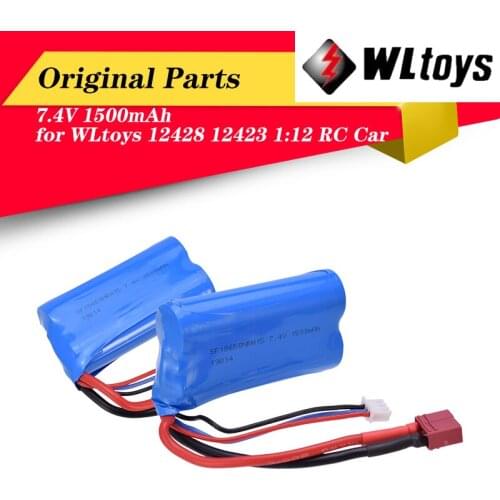 High Quality WLtoys 7.4V 1500MAH Lipo Battery 18650 T Plug High Capacity For Wltoys 12428 1:12 RC Car