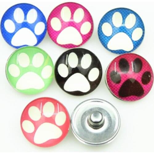 Snap Button 20pcs/lot Mix Pet Cat Dog Paw Snap Buttons Diy 18 mm Snap Jewelry Pendants Bracelet&Bangles Snap Charms