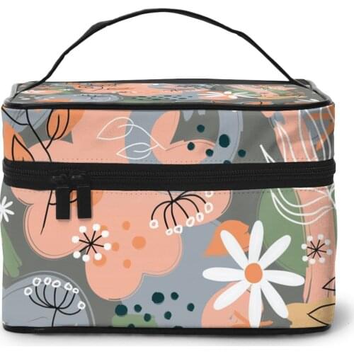 Women Makeup Bags cosmetic bag Toiletries Organizer Travel Storage Bag Abstract Floral Pattern