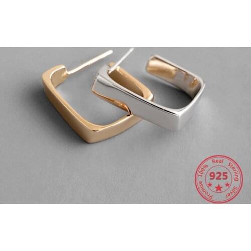 Exquisite Wholesale 925 Sterling Silver Stud Simple Irregular Korean INS Trend Style Geometric Square Design Womens Earrings