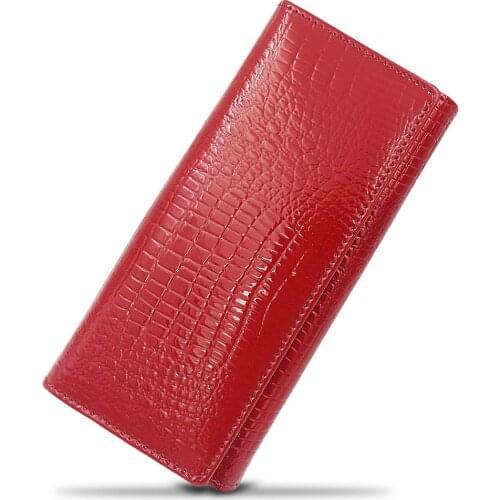Women Wallet Genuine Leather Female Coin Purses Money Bags Ladies ID Card Holder Clutch Crocodile Pattern