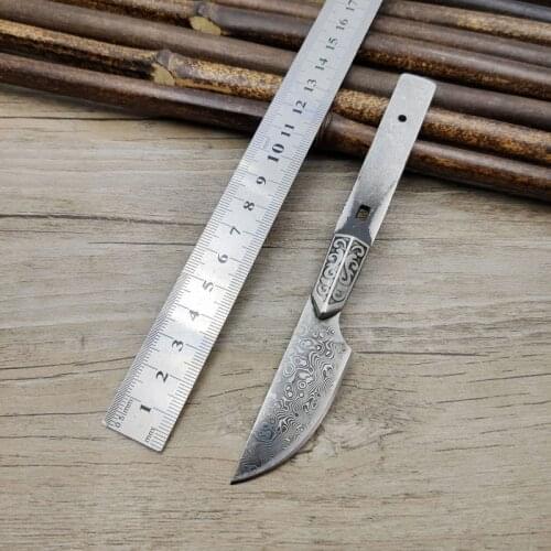 X-12DP Dropship Damascus Steel VB67A Sharpen Tea Needle Straight Knife Bille Blade Semi-finished Diy Self-defense Survival Knife