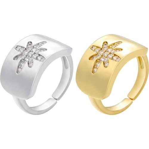 ZHUKOU Gold Color Chunky Rings Trendy star Round Circle open Rings for Women Thick Gold color Rings Female Wedding Jewelry VJ124