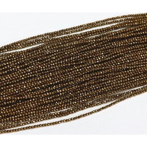 Gold-color fashion hematite stone 2mm 3mm hot sale round faceted loose beads diy jewelry 15" B466