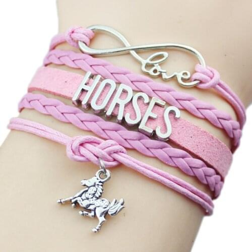 10PC/Lot Infinity Love Horses Charm Wrap Bracelets Horse Christmas Gifts Bracelets Leather Custom Women&Men Bracelets Jewelry
