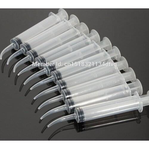 10 Pcs Disposable Dental Irrigation Syringe With Curved Tip 12CC for dentist use