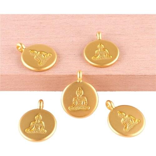 12pcs 23385 Gold Color Buddha Coin Charms Pendant For Jewelry Making Bracelet Handmade Accessories