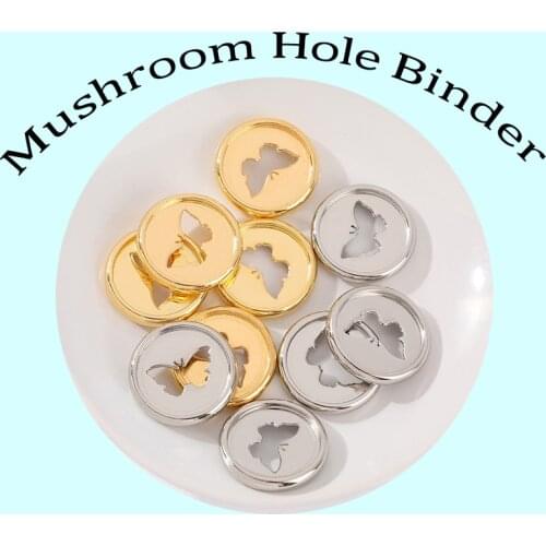12pcs 28mm Mushroom Hole Binding Buckle Color Butterfly Ring Electroplating DIY Binding Discs Office Learning Binding Supplies
