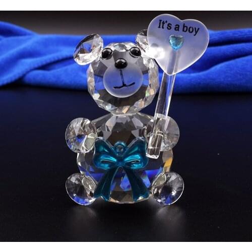 12pcs/lot Mini Bear Crystal Baby Shower Boy Girl Baptism Party Wedding Souvenir for Guests