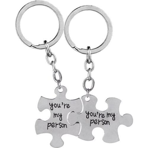 2 Pcs Grey Anatomy Keychain (You Are My Person )Puzzle Keychain Lovers Best Friend Statement Car Key Holder Valentines Day Gift