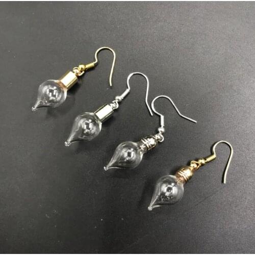 20/50/100pcs Water drop glue cap glass Vial Earring locket charm mini wishing glass bottle Ear with Tassel cap name on rice art