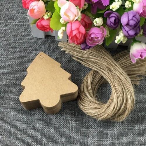 200PCS Brown Hang Tags With Hemp Rope Kraft Price Tags christmas tree Gift Tag Retro Paper Cards For Jewelry/Gift Boxes/Craft