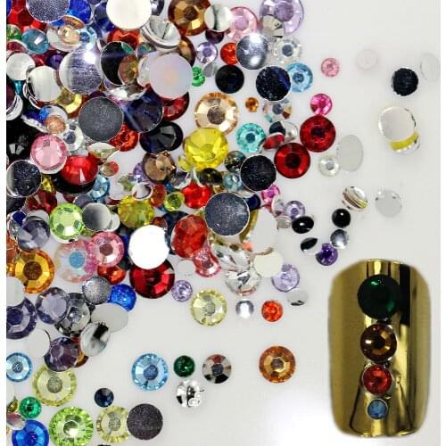 2000Pcs Resin Non Hotfix Rhinestones Mixed Colors Mixed Sizes 2mm-5mm Flatback Glue On Studs Manicure Nail Art Decorations 1 Bag