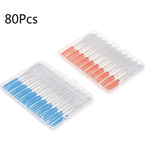 2020 New 80Pcs Soft Plastic Massage Gums Gingival Interdental Brush Massage Toothpick Toothbrush Floss Dental Flosser Pick Tooth
