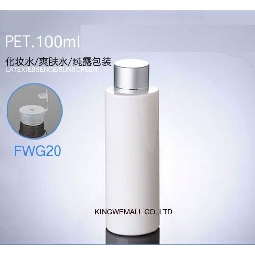 300PCS 100ML Empty Silver Top Cap Plastic Bottle, 100ml Plastic White Container