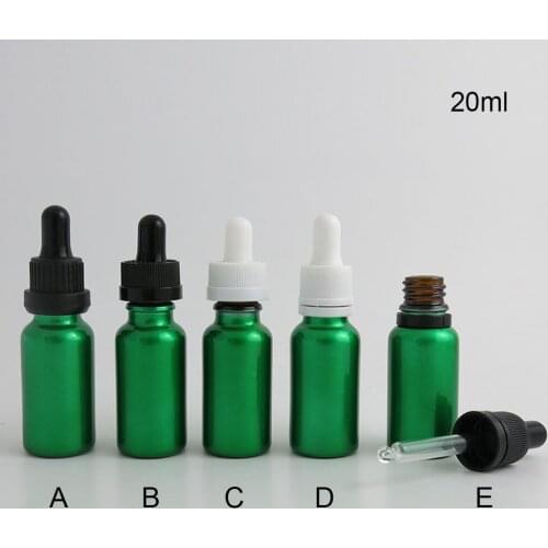 360 x 20ml Essential Oil Travel Portable Green Plating Aluminum with White Black Cap For Liquid Reagent Pipette Bottle Container