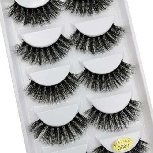 5 Pairs 3D Mink Lashes Natural Eyelash Extension Thick Natural Long False Eyelashes Hand Made Soft Eye Makeup Extension Tool