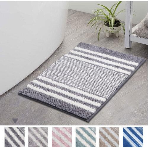 43X61cm Striped Chenille Carpet Floor Mat Bathroom Absorbent Door Mat Footmat Door Mat Bathroom Carpet Bathroom Mat