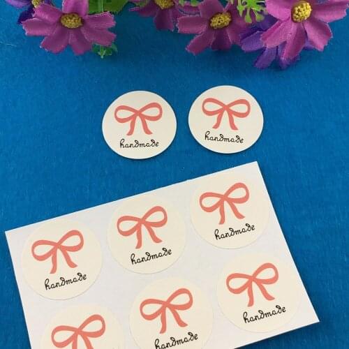 5000pcs Paper sticker labels handmade self-adhesive labels pink bow stickers sealing stickers packing labels For cake/bags