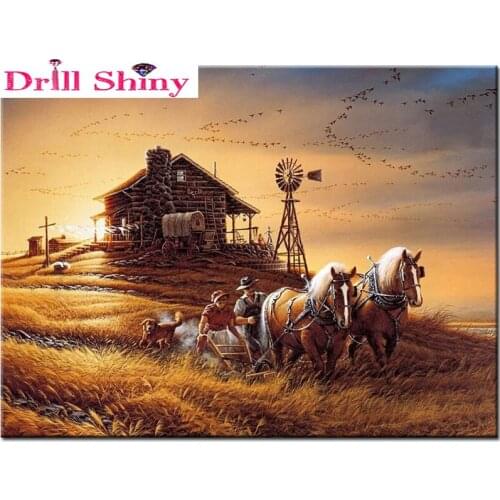 5d diamond, embroidered farm, horse DIY, diamond painting, diamond inlay, handicraft gift, diamond pattern painting, Rhine ston