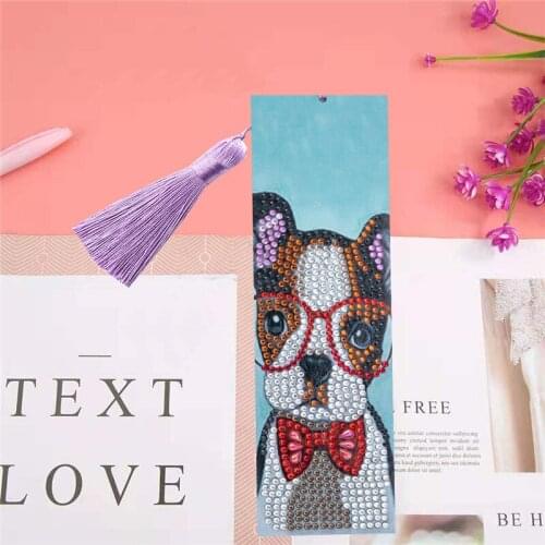 5D Diamond Painting lovely Dog Bookmark Diamond Embroidery Craft Tassel Book Marks for Books Christmas Gifts
