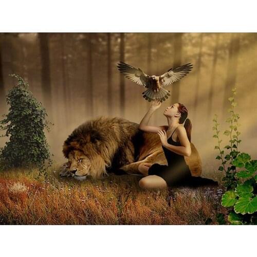 5D Diy Diamond Painting Cross Stitch Landscape Lion&Beauty&Bird Full Rhinestones Mosaic Inlay Diamond Embroidery Handcraft