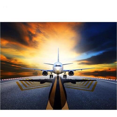 5D DIY Diamond Painting Full square round Diamond Embroidery Airplane sunset landscape Cross Stitch Mosaic Kit Rhinestone L310
